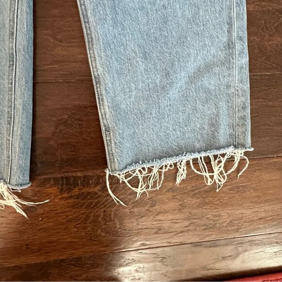 Frank & Eileen Monaghan High Waist Straight Leg Raw Hem Mom Blue Jeans 30 - Picture 14 of 16